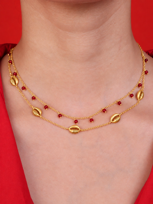 Cowrie Cascade Necklace Gold Plated