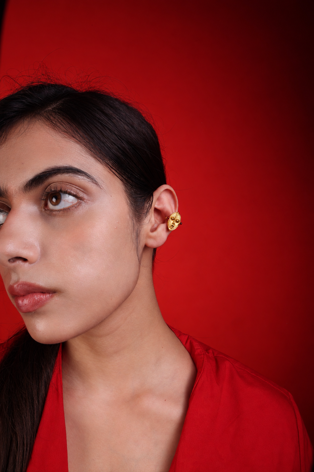Guardian Mask Earclips Gold Plated