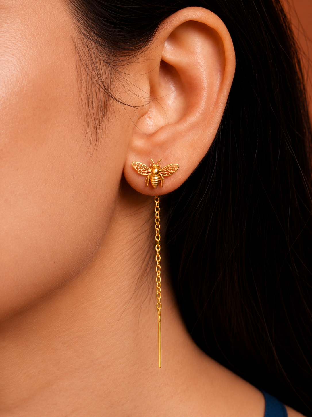 Bee Sui Dhaga Earrings Gold Plated