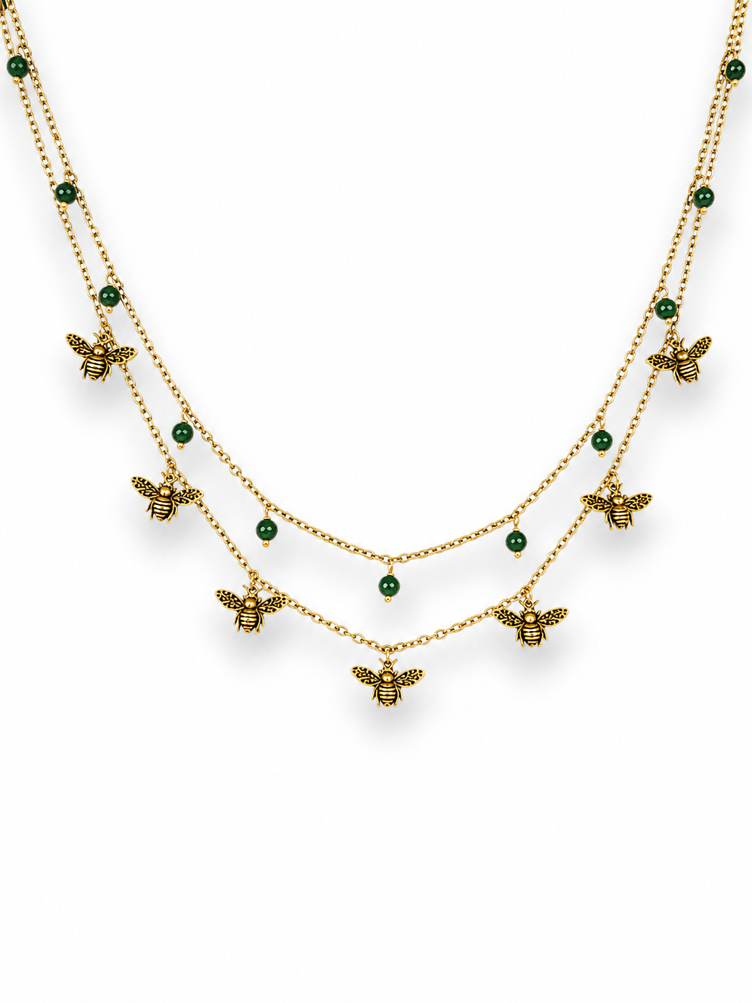 Dancing Bees Necklace Gold Plated