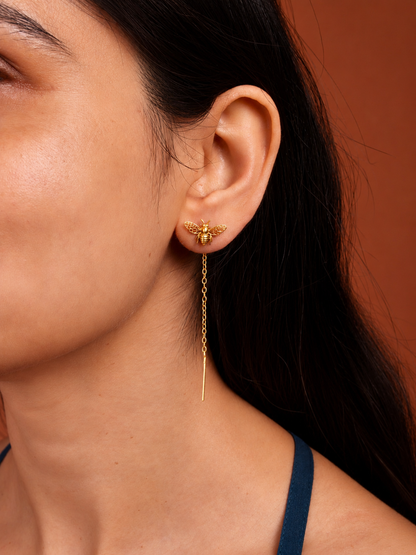 Bee Sui Dhaga Earrings Gold Plated
