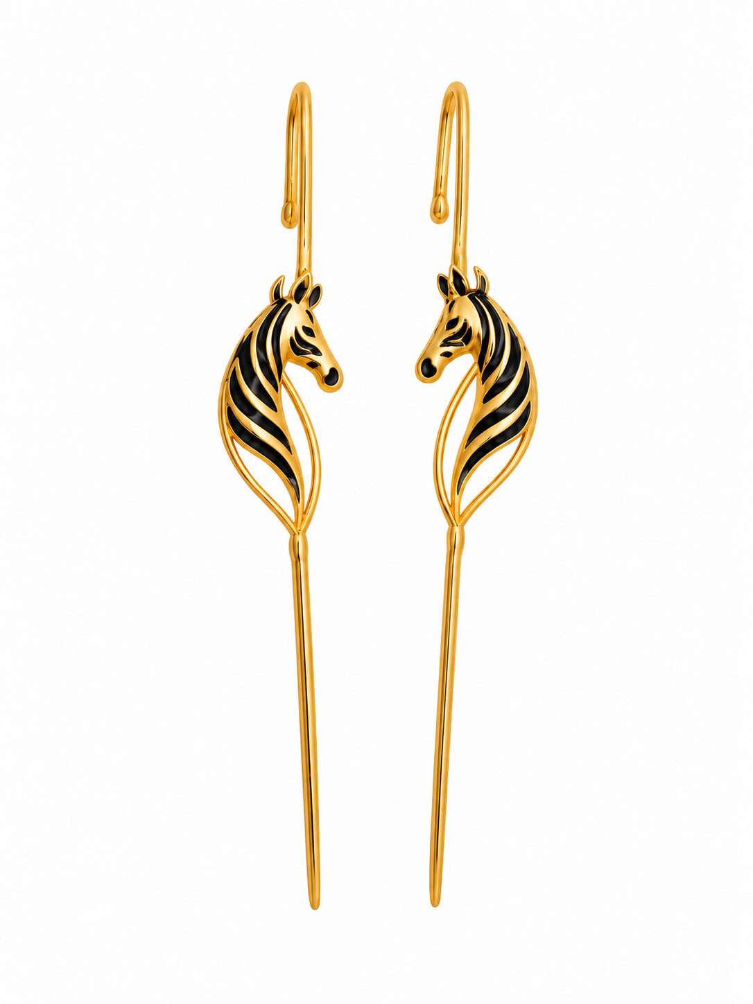 Zebra Duet Ear Pins Gold Plated