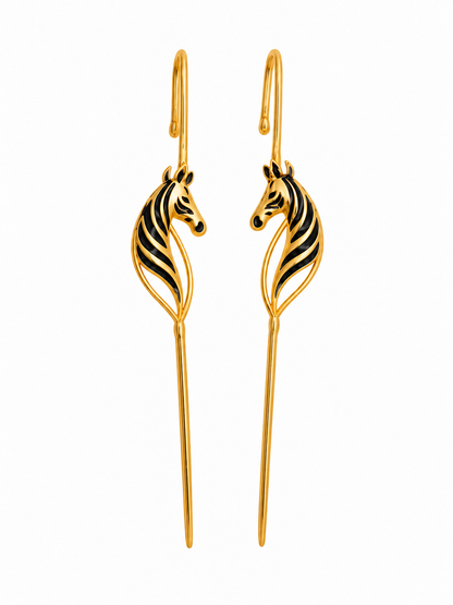 Zebra Duet Ear Pins Gold Plated