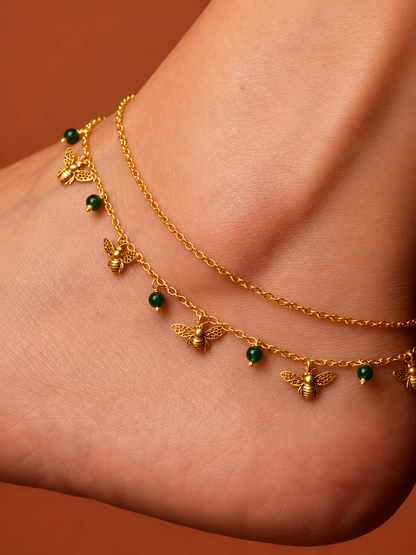 Dancing Bees Anklet Gold Plated