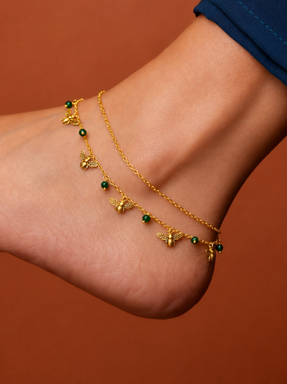 Dancing Bees Anklet Gold Plated