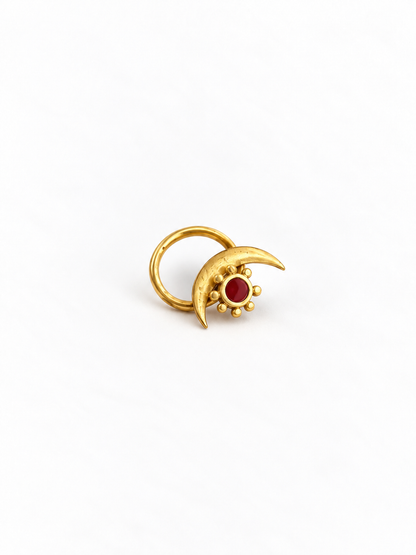 Moon and Star Love Nosepin Gold Plated