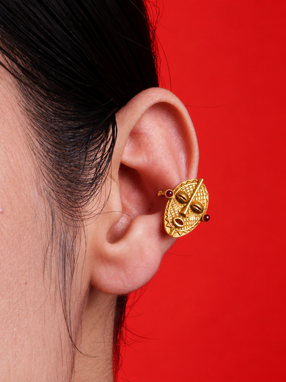 Guardian Mask Earclips Gold Plated