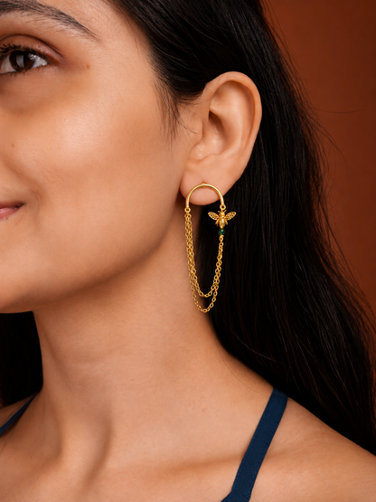 Bee Swing Earrings Gold Plated