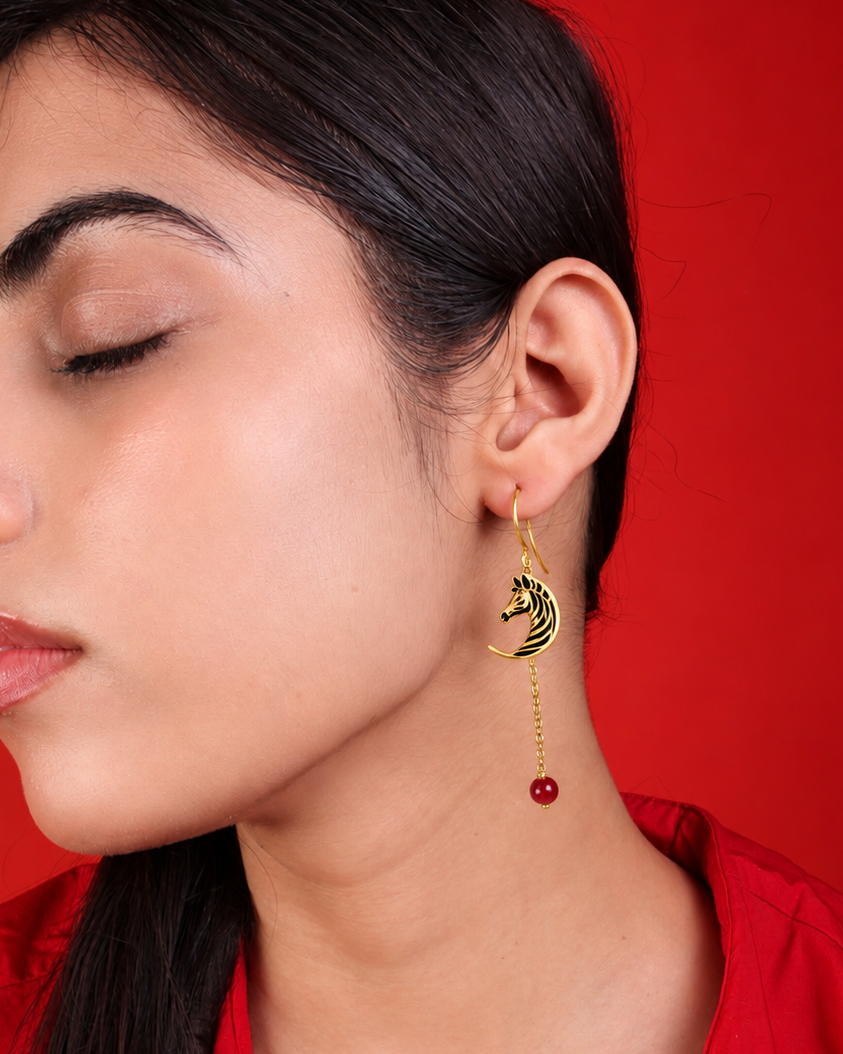 Zebra Moon earrings Gold Plated