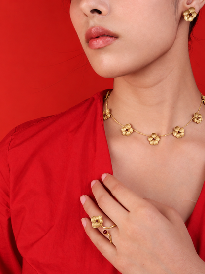 African Violet Necklace Gold Plated