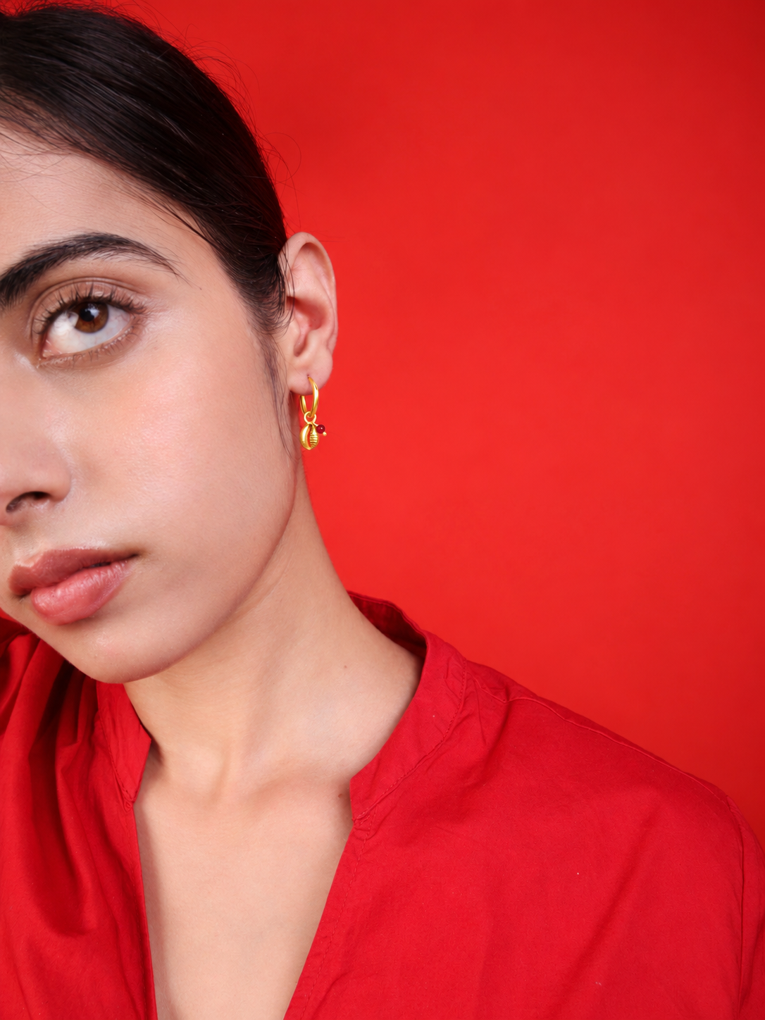 African Cowrie Hoops Gold Plated