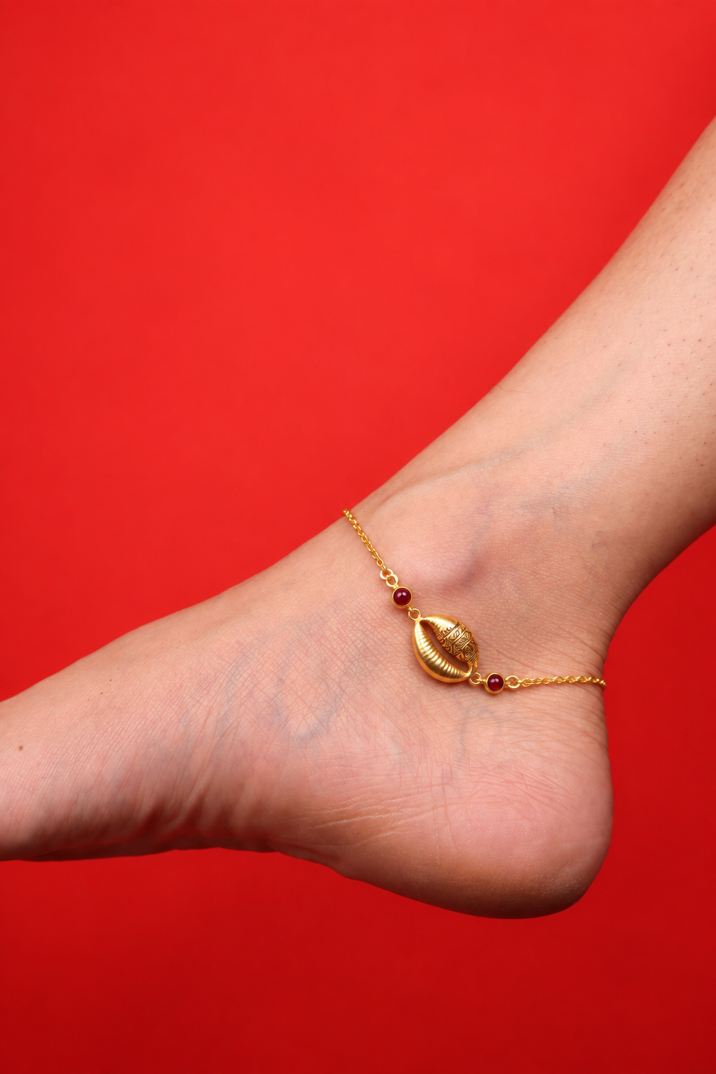 African Cowrie Anklet Gold Plated