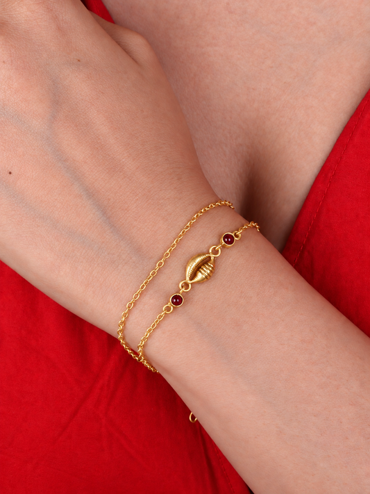 Mini Cowrie Bracelet Gold Plated
