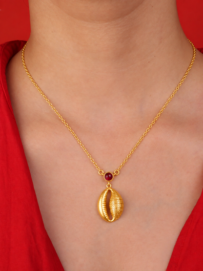 African Cowrie Necklace Gold Plated