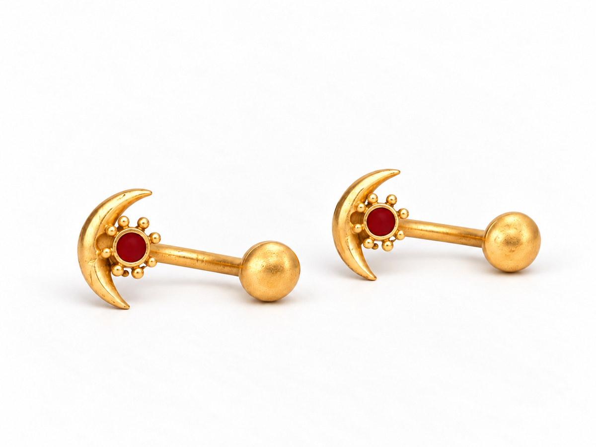 Moon and Star Love Earstuds Gold Plated