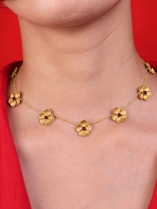 African Violet Necklace Gold Plated