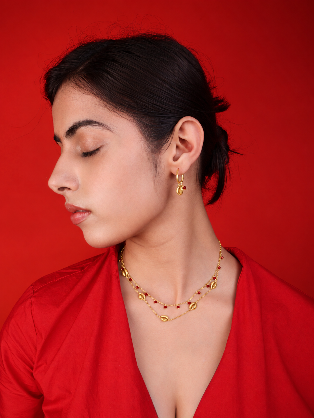 Cowrie Cascade Necklace Gold Plated