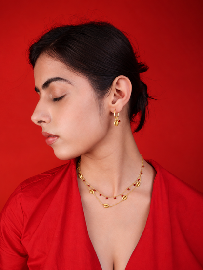 Cowrie Cascade Necklace Gold Plated