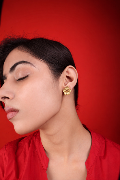 African Violet Earstuds Gold Plated