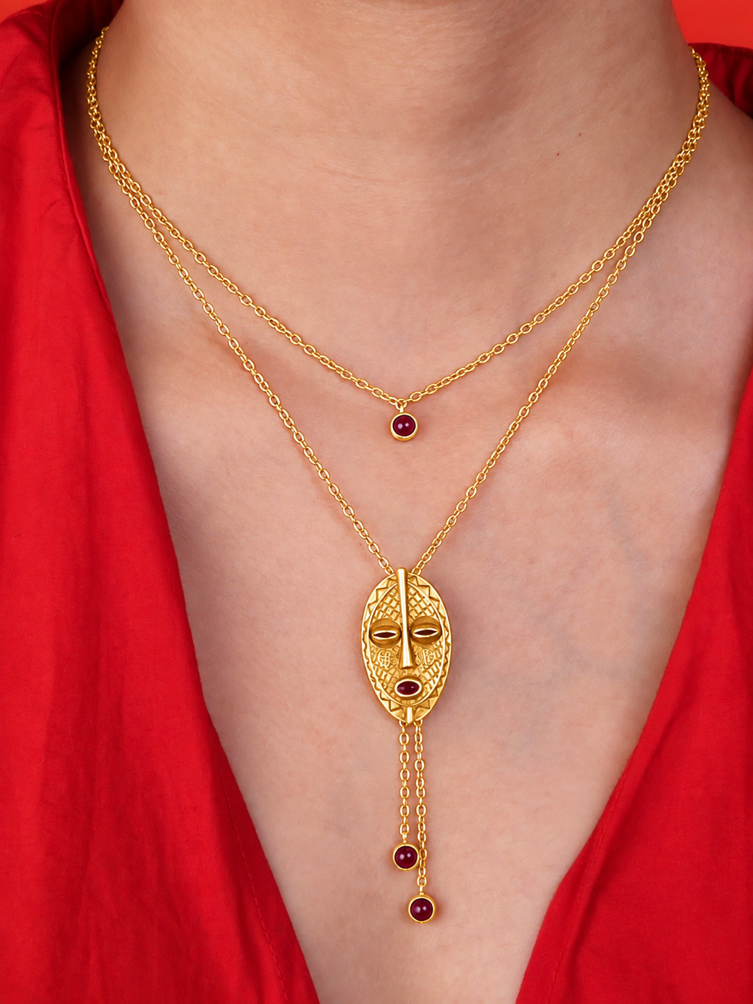 Guardian Mask Necklace Gold Plated
