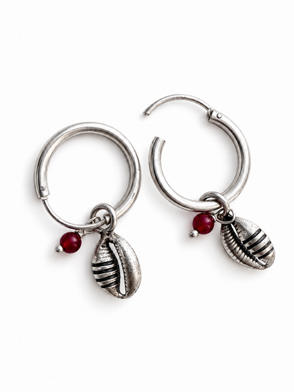 African Cowrie Hoops