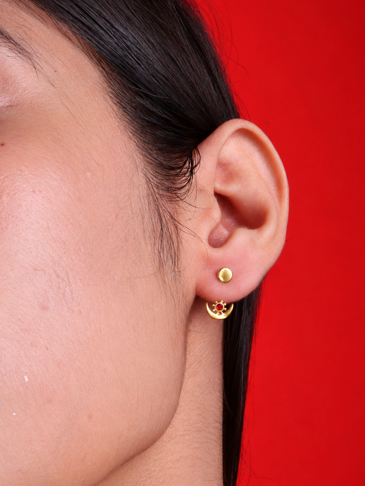 Moon and Star Love Earstuds Gold Plated