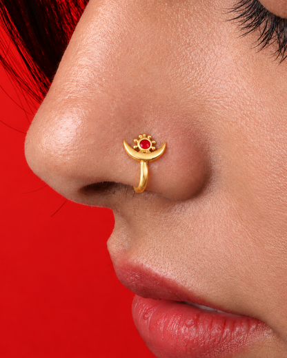 Moon and Star Love Nosepin Gold Plated