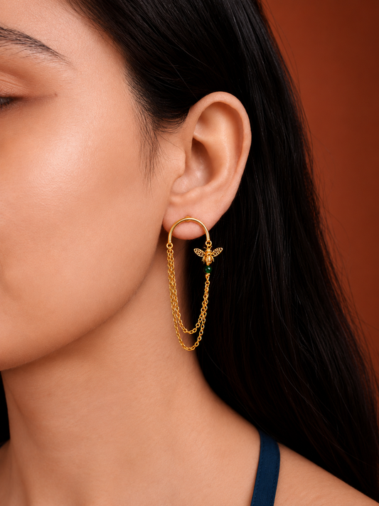 Bee Swing Earrings Gold Plated
