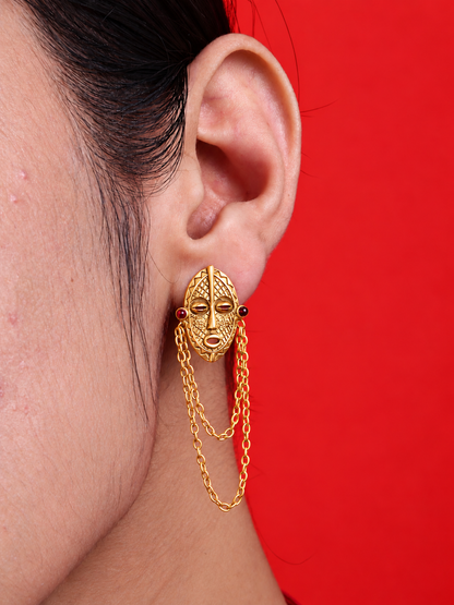 Guardian Mask Earrings Gold Plated