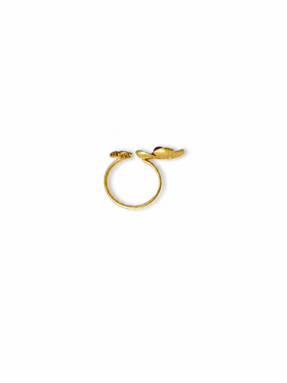 Wild Flower and Bee Ring Gold Plated