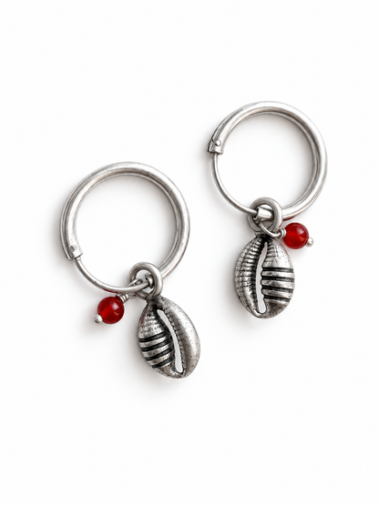 African Cowrie Hoops