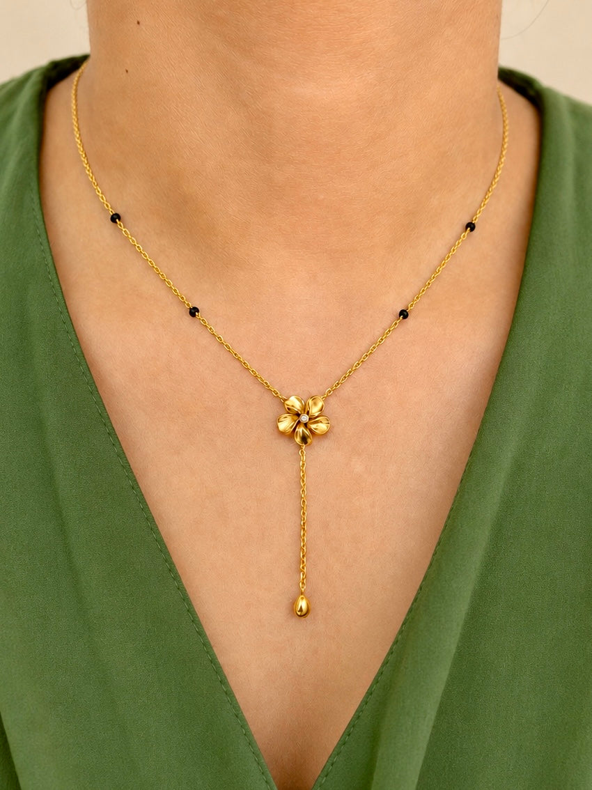 Plumeria Thread Mangalsutra Gold Plated
