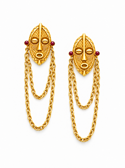 Guardian Mask Earrings Gold Plated