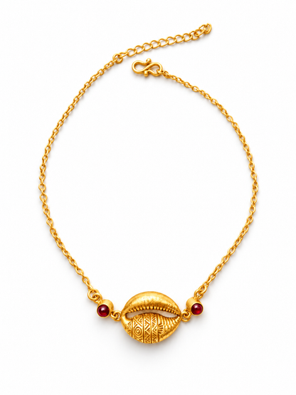 African Cowrie Anklet Gold Plated