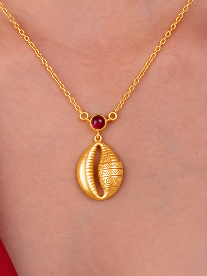 African Cowrie Necklace Gold Plated