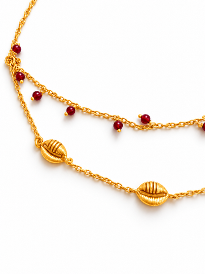 Cowrie Cascade Necklace Gold Plated