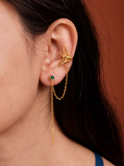 Bee and Drop Earrings Gold Plated