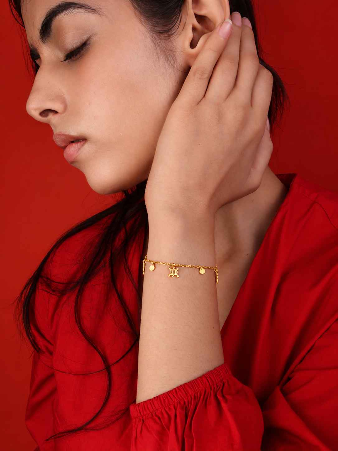 Denkyem Moon Bracelet Gold Plated