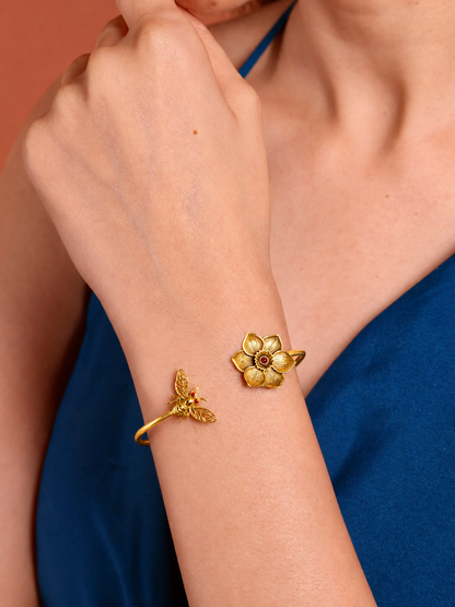 Bee and Bloom Cuff Bracelet Gold Plated