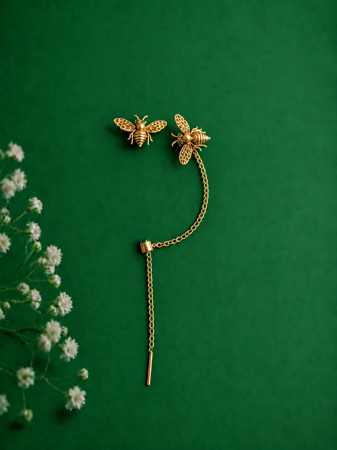 Bee and Drop Earrings Gold Plated