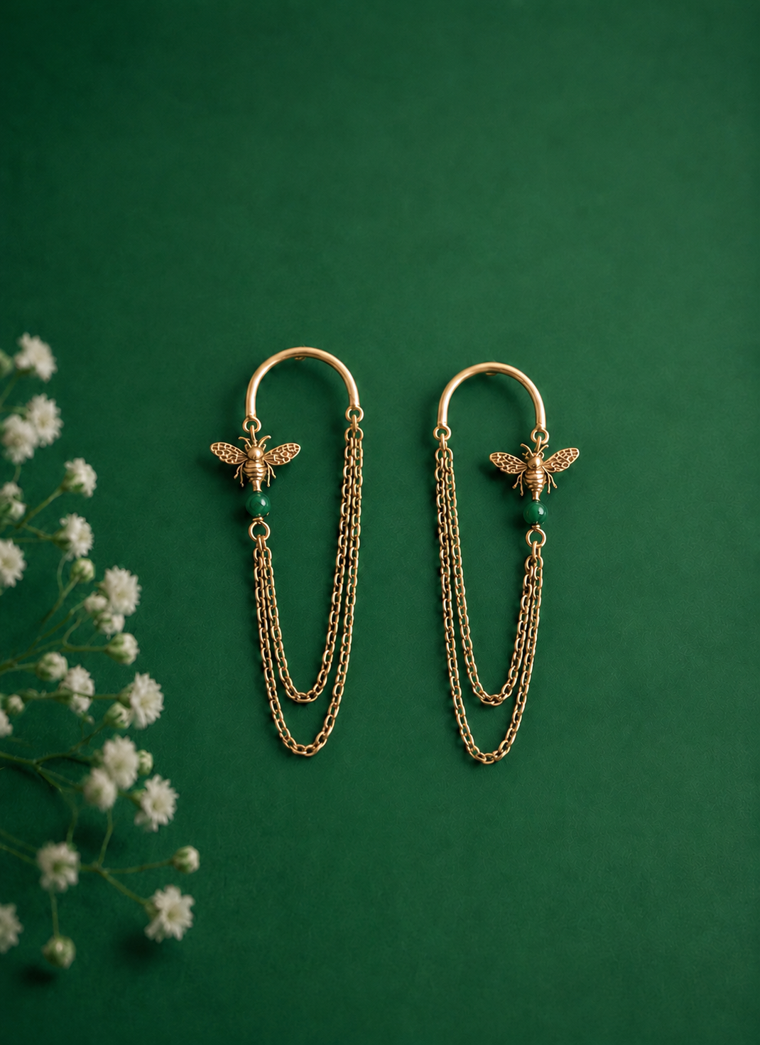 Bee Swing Earrings Gold Plated