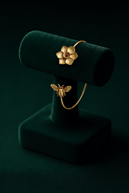 Bee and Bloom Cuff Bracelet Gold Plated