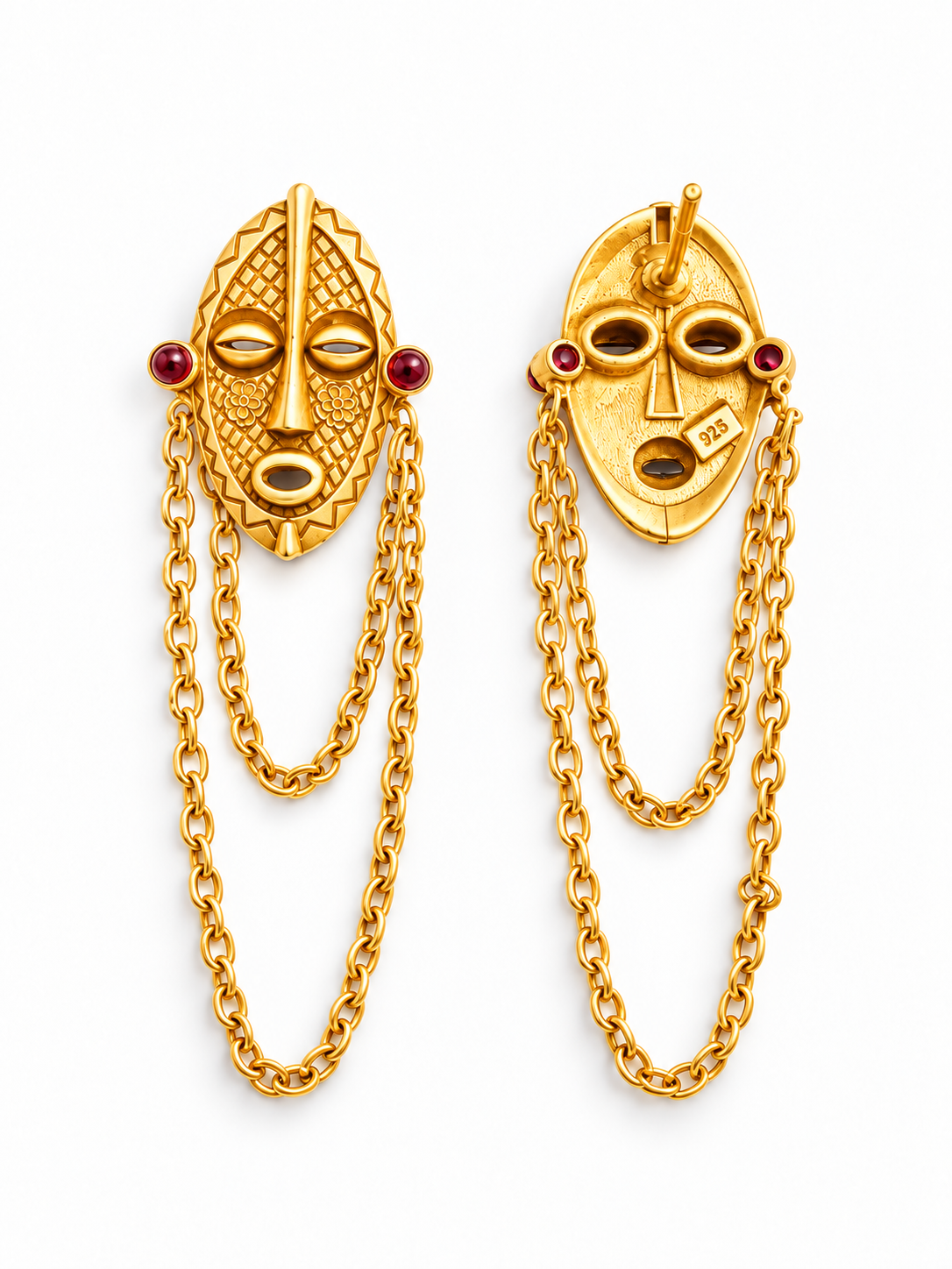 Guardian Mask Earrings Gold Plated