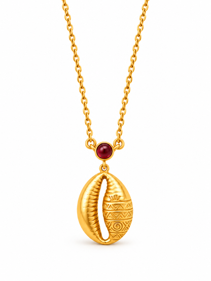 African Cowrie Necklace Gold Plated
