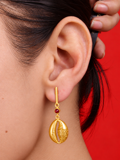 African Cowrie Earrings Gold Plated