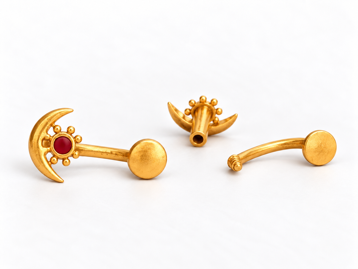 Moon and Star Love Earstuds Gold Plated
