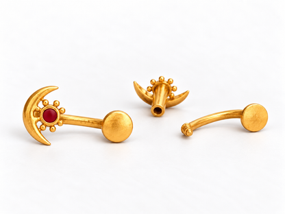 Moon and Star Love Earstuds Gold Plated