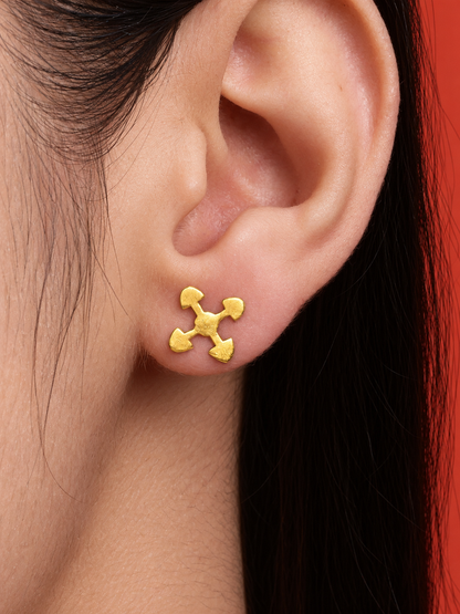 Linked Hearts Earstuds Gold Plated