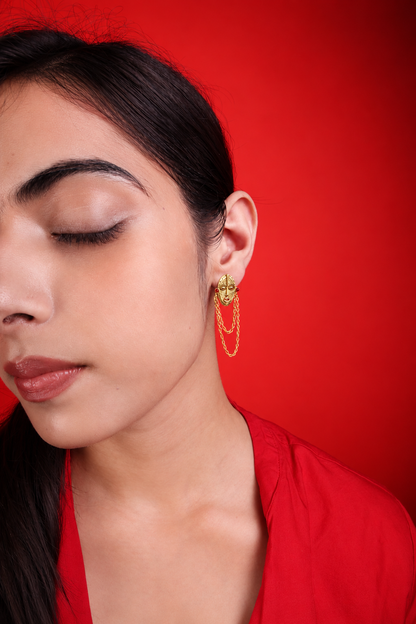 Guardian Mask Earrings Gold Plated