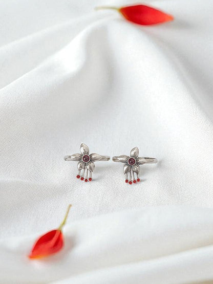 Silver Flora Toe Rings